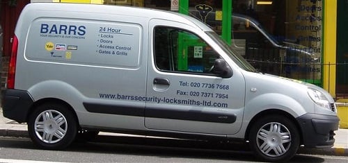 Barrs Security - 24 Hour Emergency Locksmiths in Fulham London Barrs Security Fulham Locksmith Van