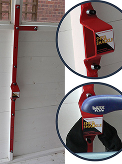 Secure shackle for locking bikes,ladders and tools in the Shed Image of a Shed Shackle