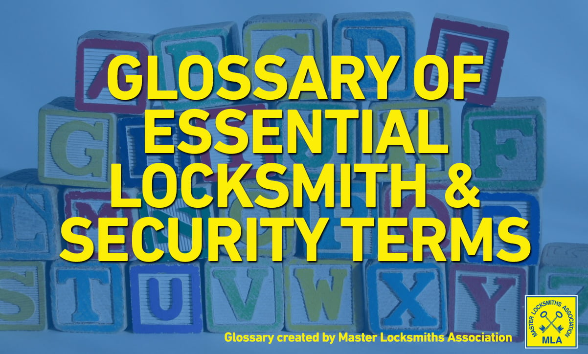 Parts of a door lock and door hardware terms defined.